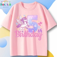 Cute Pony Unicorn 5th Birthday Girl T-shirt - NOK KID loose cotton shirt – NK321
