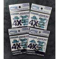 Ready Stock in MY HUANTU 4X Round Tungsten Short Shank Jighead Mustad Ultra Point hook with barbs