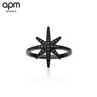 APM Monaco black inlaid ring star ring creative fashion simple personality trendy female new jewelry