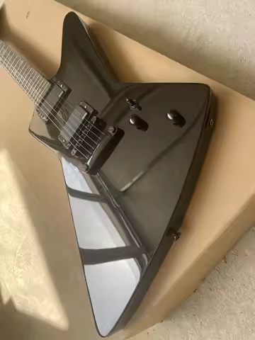 Black Explorer Electric Guitar Rosewood Fingerboard EMG Pickup Fingerboard Snake Inlaid