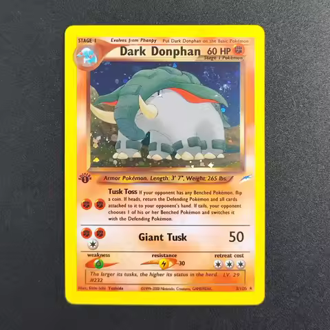 Proxy Pokemon Card EN Gym Challenge 1st Dark Donphan 3/105 Super Rare Collectibles Card Single Class