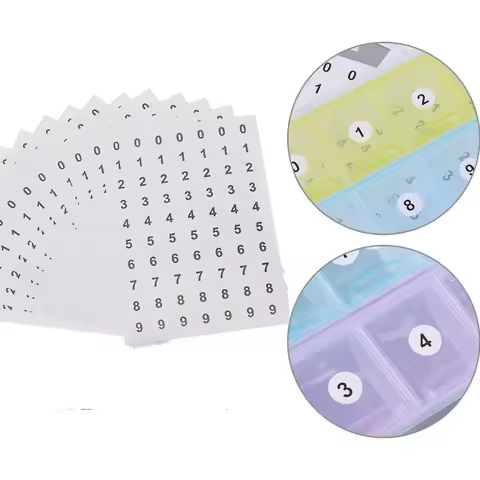 12Sheets Round Circle Labels Numbers 0-9 Self Adhesive Scrapbooking Diamond Classification Storage D