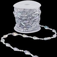 10M/32.8 Feet Christmas Tree Crystal Garland Clear Crystal Garland Strands White Rhombus Soldered Pl