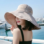New Sun Hat Women Wide Brim UPF 50+ Anti-UV Protection Hiking Fisherman Cap Summer Solid Foldable Beach Bucekt Hat Outdoor