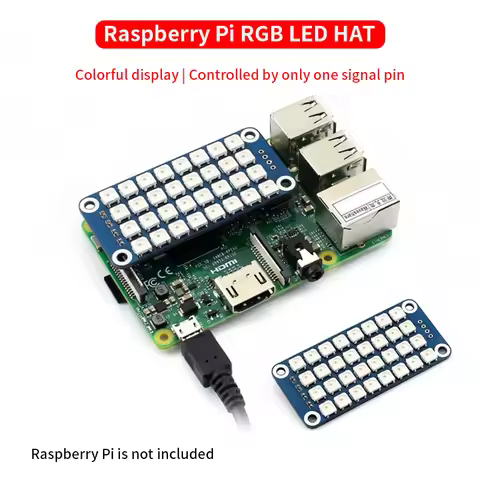 Raspberry Pi RGB LED HAT 4x 8 RGB LED True Color Display Controlled by One Signal Pin Easily Attache