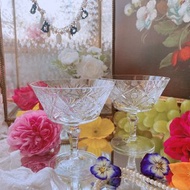 法國製古董手工切割 水晶雕花 香檳杯 果汁杯 水杯 酒杯 送禮