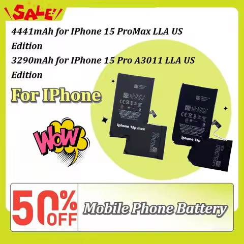 High-Capacity 4441mAh Battery for IPhone 15 ProMax A3121 3290mAh for IPhone 15 Pro A3011 LLA US Edit