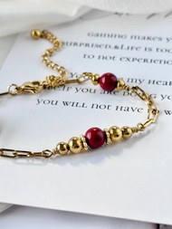 18K帝王硃砂兩用鍊手鍊腳鍊 - 18K醫療鋼/帝王紫金砂/硃砂