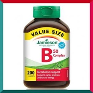 Jamieson - 200粒超值裝 天然維他命 B 雜 B50 超值加量裝 200 粒 抗疲勞增強體能 減肥促進新陳代謝 平行進口 (參考效期: 12/2024*)