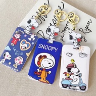 Snoopy Keychain Ezlink Card Holder Retractable Buckle Girls Bank Card Meal Card Flowers Credit ID Card Snoopy Card Case Dogs Key Chain Cartoon