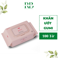 Combo 5 Bịch Khăn Ướt Gumi Không Mùi Không Cồn Dùng Được Cho Em Bé Gói 100 Tờ