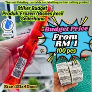 (20x40mm-100 pcs ) Sticker Budget Design Simple label Aiskrim / labelling dan Frozen produk