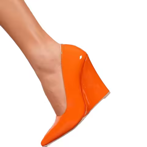 DIZHUANG Fashionable women's high heels. Orange (burgundy, beige) pointed shoes. About 10-12 cm heel
