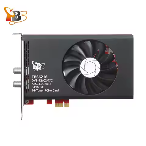 TBS6216 16-Tuner PCIe Card Support DVB-T2/C2/T/C(J.83A/B/C)/ISDB-T/C/ATSC1.0 Live Broadcast Terrestr