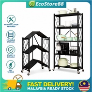 Foldable Storage Rack 3-5 Layer With Wheels Moveable Rak Dapur Cabinet Rack Shelf Storage Rak Organi
