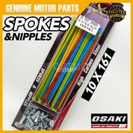 OSAKI SPOKES & NIPPLES (COLOURFULL) 10X161 RANTING LIDI RIM SPOKE ALLOY RIMS BATANG MOTORCYCLE UNIVE