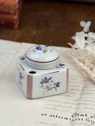 50481-絕美法國古董手繪瓷器墨水瓶