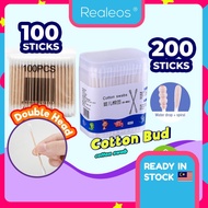 Realeos 100 / 200 Sticks Newborn Baby Cotton Swab Paper Soft Cotton Buds Bud Cleaning Ears Nose Nail