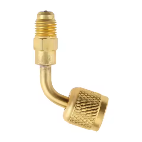 A2L R-32 R-454B Brass Refrigerant HVAC Adapter,1/4" Left-Hand Female To 1/4" Right-hand Male Flare F