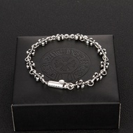Personalized Anchor Bracelet Thai Silver Vintage Switch Army Flower Chain Bracelet for Men and Women