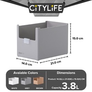 Citylife 1.2L to 9.7L Storage Box Organizsation Box Wardrobe Kitchen Living Room Storage Boxes Organizer H-7334-40 GREY