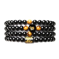 Natural Obsidian Gilding Zodiac Bracelet Men Women Four-Circle Bracelet Six-Character Mantra Crystal