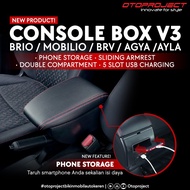 Console Box Brio / Old Brio / Mobilio / BRV With USB Charger All New BRV 2028 - 2022 2023