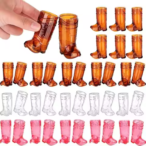 10Pcs 1 Oz Mini Cowboy Boot Shot Glasses Cowboy Glasses Western Cowboy Glasses for Cowboy Cowgirl Ba