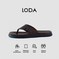 LOKAL LODA - OXEN Dark Brown Premium Leather Slide Sandals for Adult Men