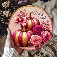 1pc 7.87x7.87 inch wood or acrylic hanging sign, logo, "Autumn Greetings" sign, glitter pumpkin, aut