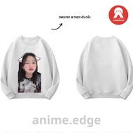 White Sweater with Custom Print, Personalized Printed Sweater