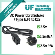 UFTECH Schuko (Type E, F) Right Angle/Straight to C19 16A AC Power Cord Cable 1.5mm² 1.5m/2.5m
