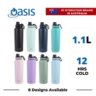 Oasis Stainless Steel Insulated Sports Water Bottle with Screw Cap 1.1L | Hot Cold Leakproof Vacuum 