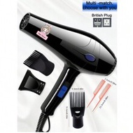 1pc Rabbit Girl UV Printed UK Plug Hair Dryer, Nylon Durable Shell With 2 Comb Accessories, High Pow
