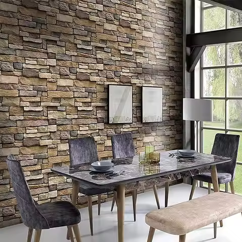 Artistic Retro Brick Pattern3dWallpaper Self-AdhesiveDIYPhoto Live Background Wall Living Room Dormi