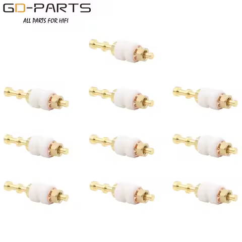 EIZZ 24K Gold Plated Brass Turrets Terminal Lug Posts For Tag Board PTFE Insulator Hifi Audio Tube G