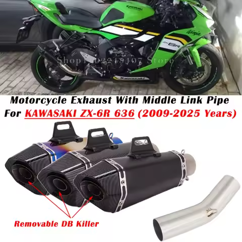 Slip On For KAWASAKI Ninja ZX-6R ZX6R ZX 6R 636 2009 - 2025 Motorcycle Exhaust Escape Modified Muffl