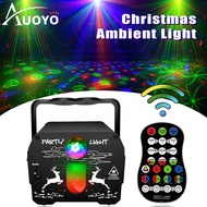 Auoyo DJ Disco Stage Party Lights Christmas Patterns Remote Control Disco Ball Stage Light LED Sound Activated RGB Flash Strobe Projector Lamp for Christmas Halloween Karaoke Pub KTV Bar Birthday Wedding