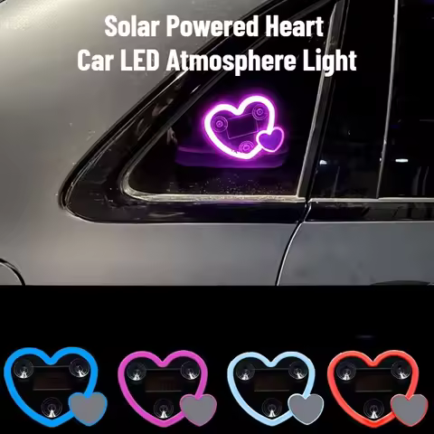 1Pc Romantic Heart Mood Lighting for Car, Solar LED Atmosphere Lamp, Valentine's Day Gift