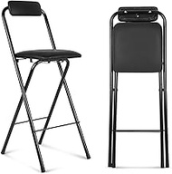 Thyle 1 Pcs Folding Bar Stool with Backrest, Tall Foldable Stool Chair Portable High Folding Bar Cha