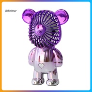 USB Fan Mute Strong Wind Rechargeable Cartoon Violent Bear Mini Electric Table Handheld USB Fan for Dormitory