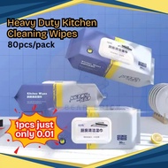 80pcs Kitchen Cleaning Wipes Strong Decontamination Kitchen Wipes Degreasing Lap Pembersih Dapur