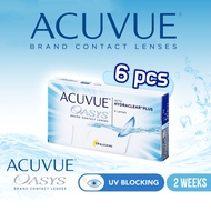 (6 PCS) Acuvue Oasys Bi-weekly with Hydraclear Plus Silicone Hydrogel Clear Lens Contact Lenses