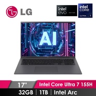LG Gram AI輕薄筆電 17" (Intel Core Ultra 7 155H/32GB/1TB/Intel Arc/W11/EVO認證) 沉靜灰 17Z90S-G.AD79C2