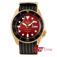 SEIKO 5 SPORTS AUTOMATIC Brian May Limited Edition นาฬิกาข้อมือผู้ชาย สายผ้า รุ่น SRPH80K / SRPH80K1 (Red/Gold) (ราคาพิเศษทักแชท)