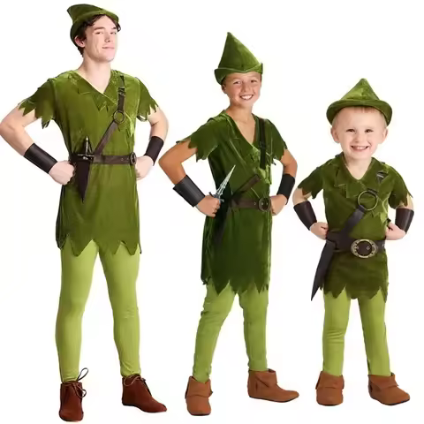 Halloween Party Cosplay Peter Pan Costume Child Kids Cartoon Movie Costume Adult Men Girls Boys Pete