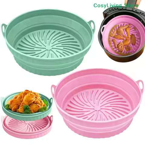 Silicone Random Foldable Air Fryer Liners Reusable Air Fryer Basket Food Safe Non Stick Air-Fryer Ba
