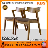 (FREE Installation+Shipping)(Set of 2) KBS Lenworth Solid Wood Dining Chairs / Armrest / Walnut Col 