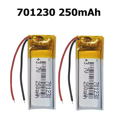 2Pcs 3.7V 250mAh 701230 Li-Polymer Rechargeable Battery For MP3 MP4 GPS Headphone PAD DVD Bluetooth 