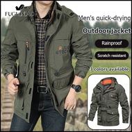 Fuguiniao Áo gió nam áo khoác Jacket bomber nam đơn giản áo khoác áo khoác có mũ 6XL